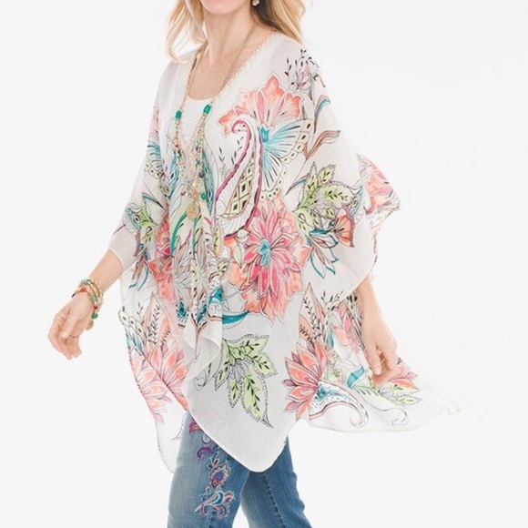 Chico's Accessories - Chico’s Palm Springs Floral Silk Ruana NWT OS